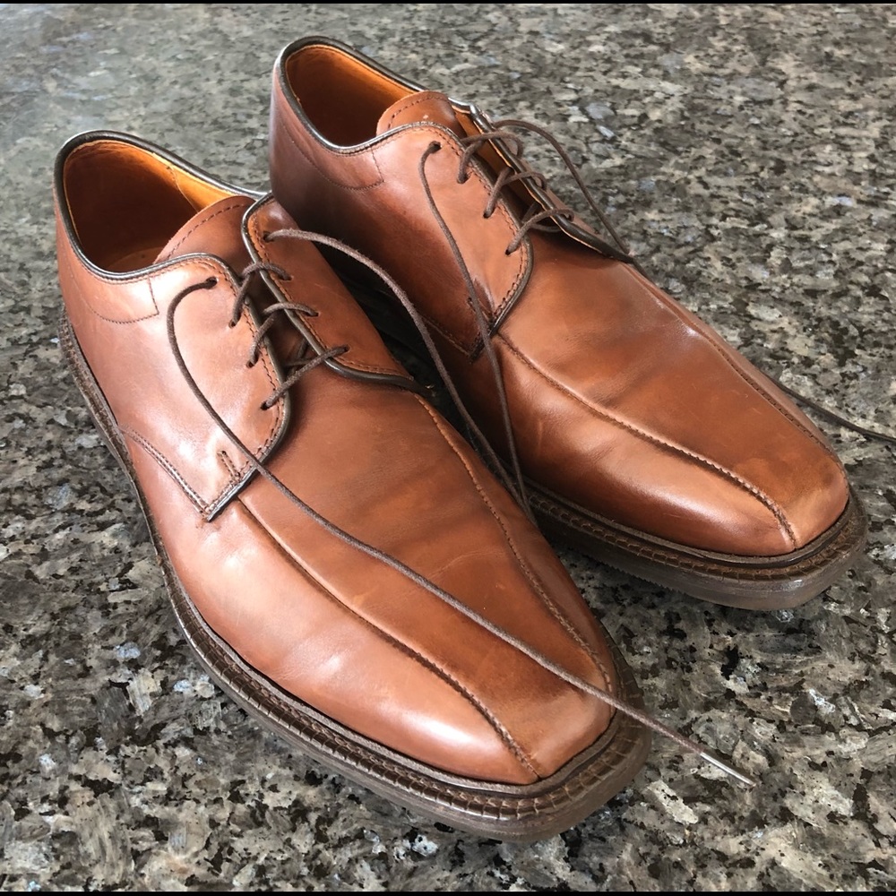 Men’s ALLEN EDMOND “Warren”Dark Tan Leather Derby Shoes - Picture 2 of 13